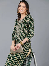Viscose Rayon Green Laheriya Printed Kurta